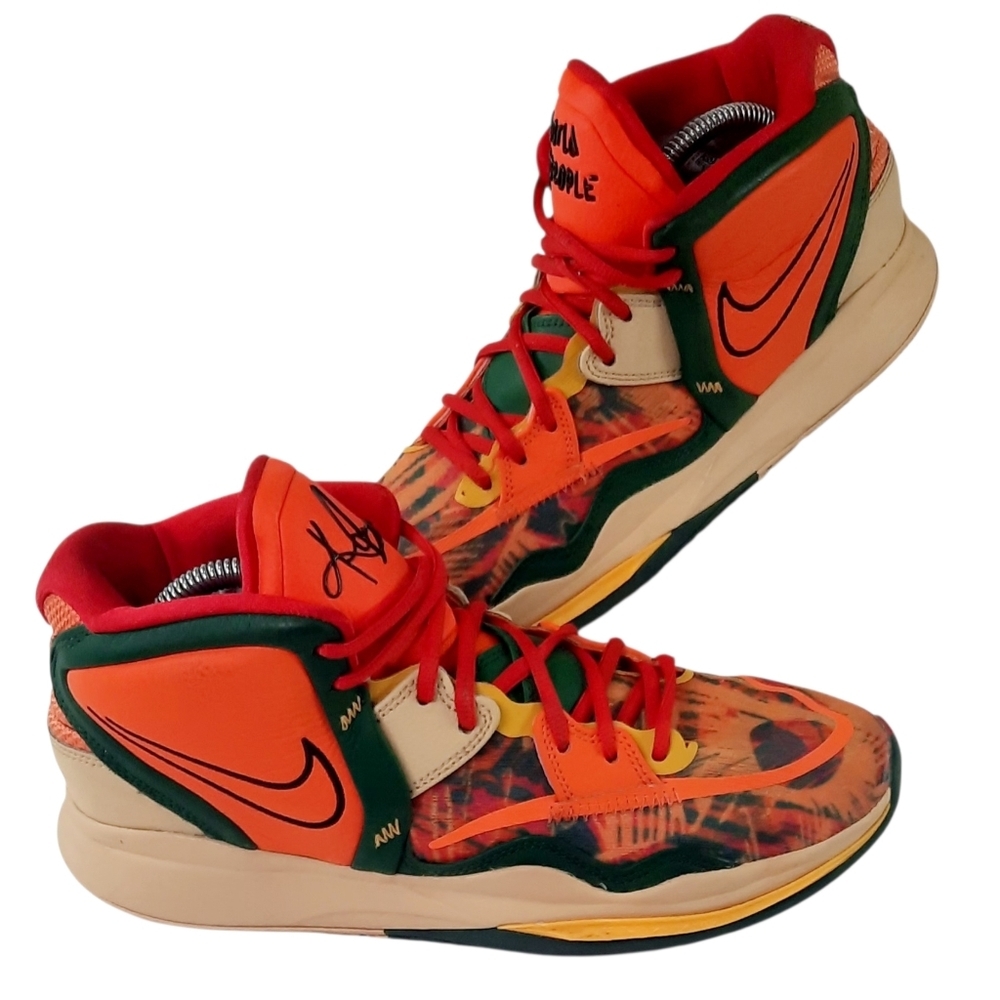 👟🌍👟 Kyrie Irving 1 World Orange Red Green Patterned Sneakers